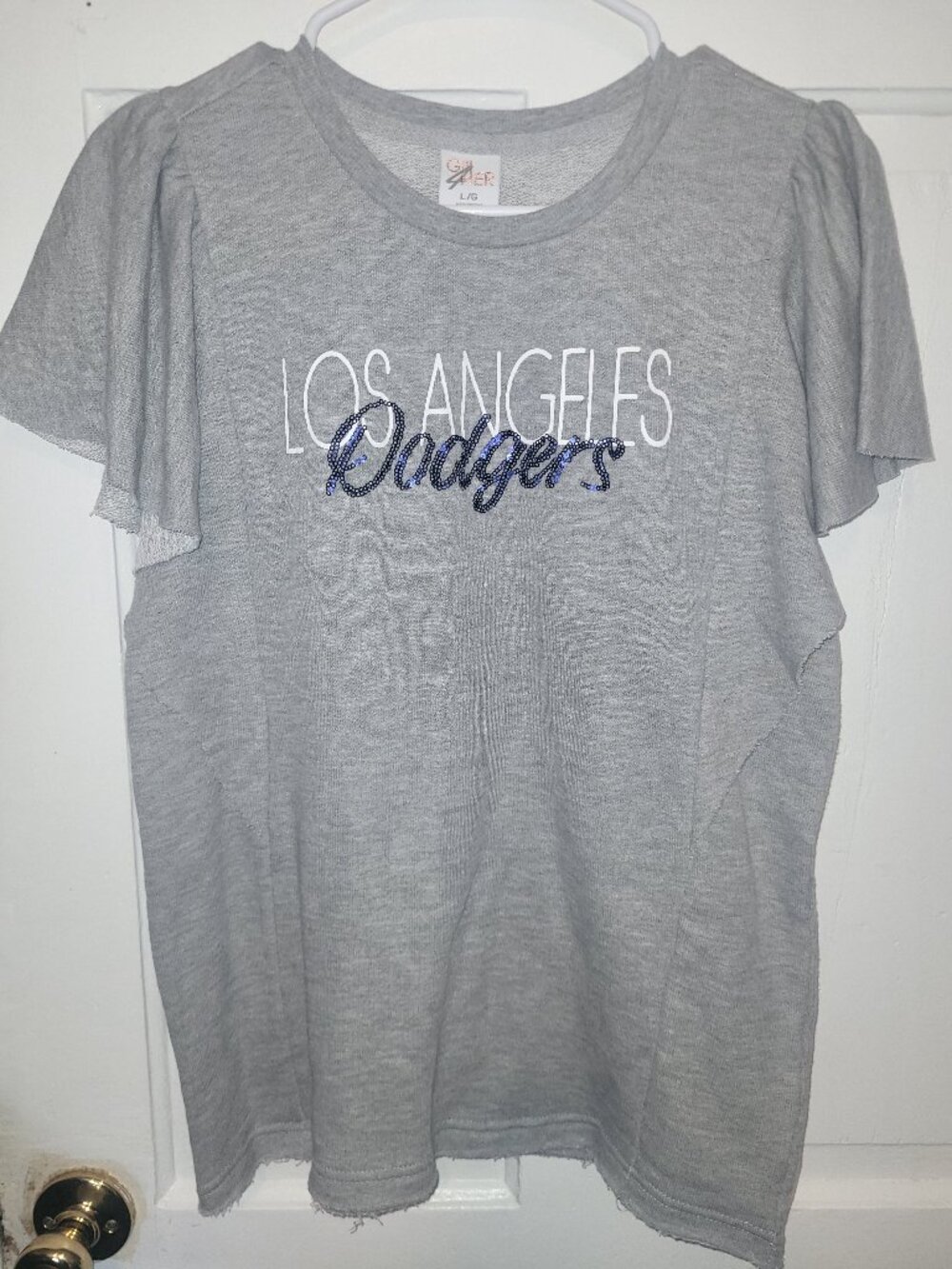 MLB Dodgers Apparel. Los Angeles Dodgers Blouse. Women's Apparel LA Dodgers Gray